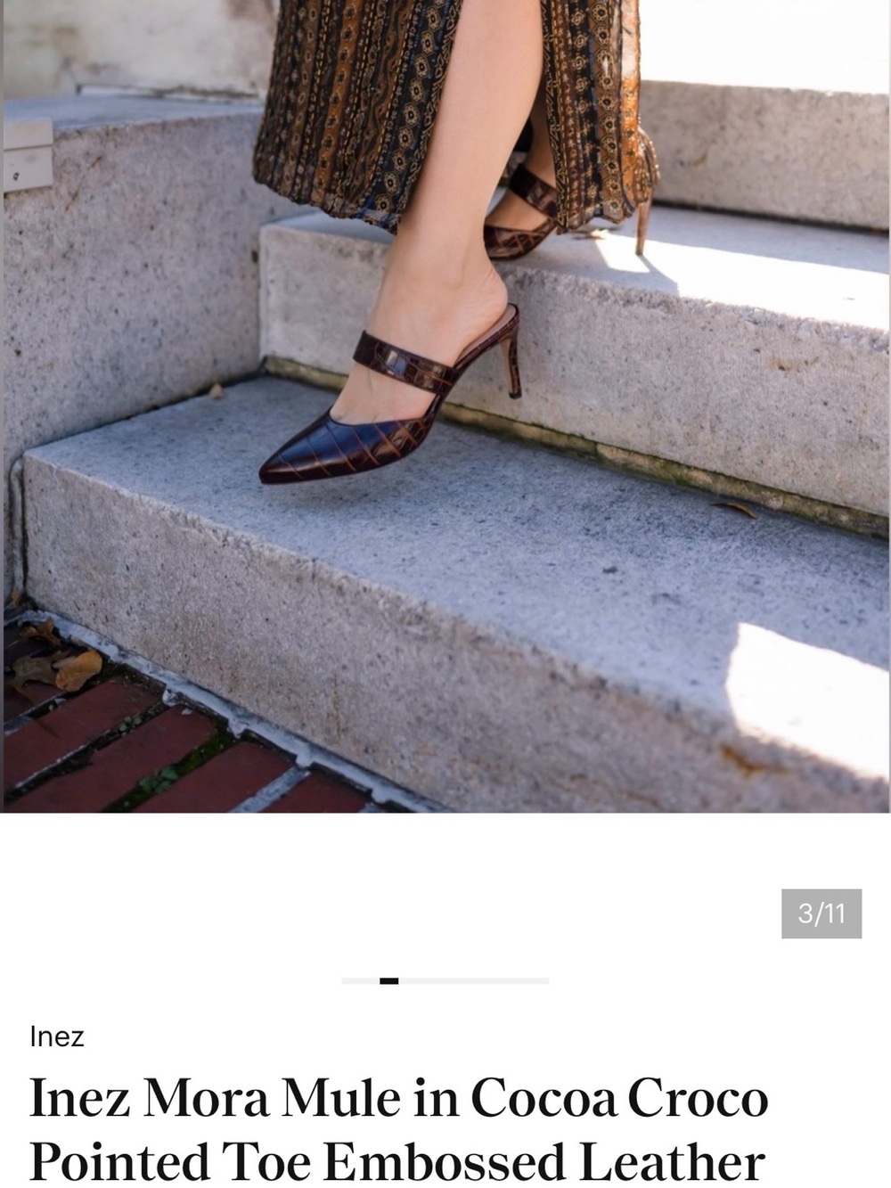 Inez Mora Pointed-Toe Mule in Cocoa Croco - Picture 5 of 6